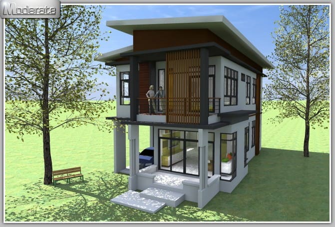 แบบบ้านโมเดิร์นหน้าแคบ